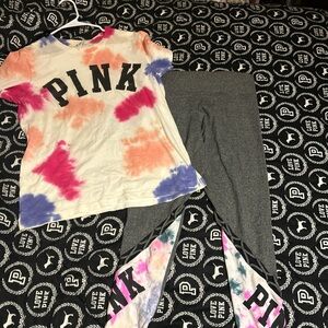 VS Pink Tie Dye Set Size Large